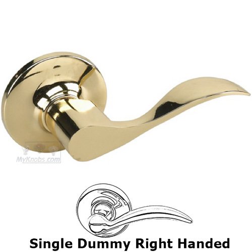 Right Handed Dummy Wave Door Lever in Bright Brass