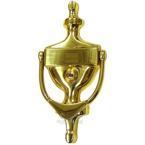 Door Knocker with Hole (Viewer Included) in Polished Brass