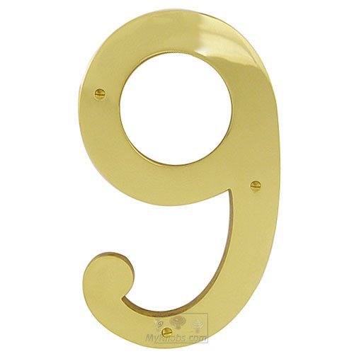 9" Hollow Front Fixing Numbers # 9 in Polished Brass