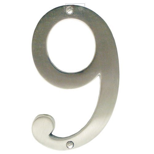 6" Hollow Front Fixing Numbers # 9 in Satin Nickel