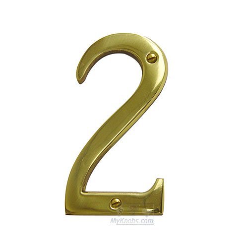 5" Hollow Front Fixing Numbers # 2 in Polished Brass