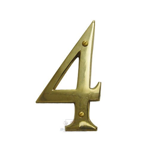 5" Hollow Front Fixing Numbers # 4 in Polished Brass