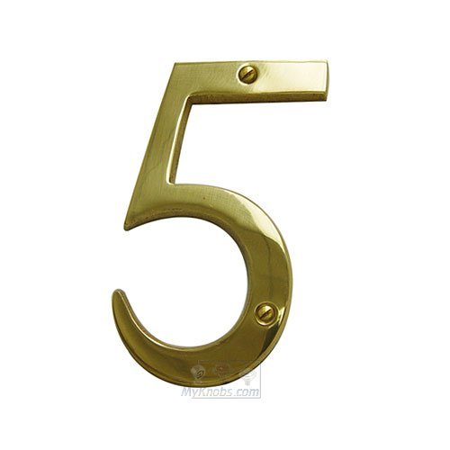 5" Hollow Front Fixing Numbers # 5 in Polished Brass