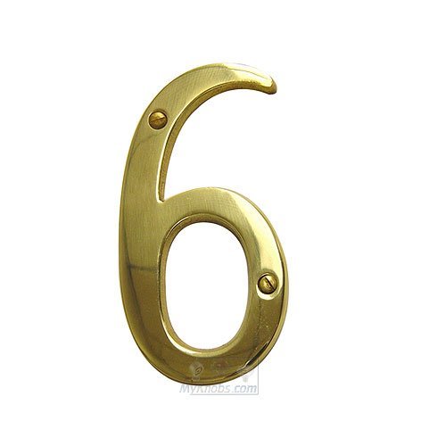 5" Hollow Front Fixing Numbers # 6 in Polished Brass