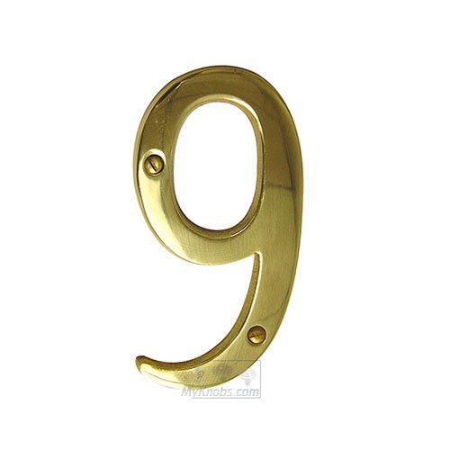 5" Hollow Front Fixing Numbers # 9 in Polished Brass
