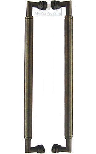 18" Centers Cylinder Middle Door Pull in Antique English (Set of 2)