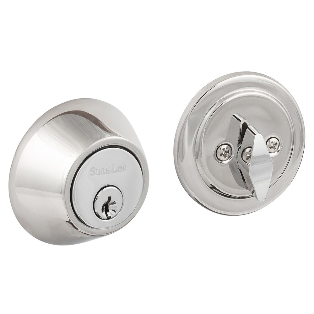 Single Cylinder Contemporary Deadbolt in Polished Chrome