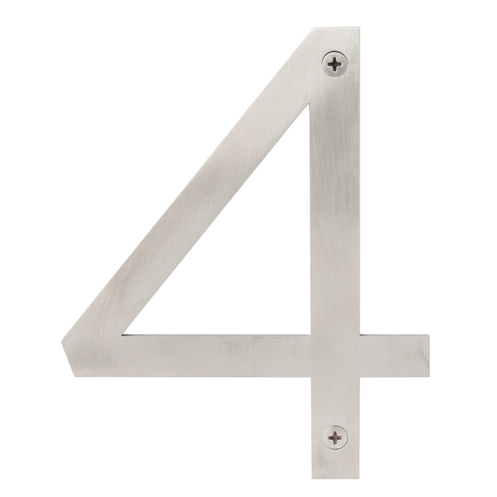 #4 6" Stainless Steel House Number in Satin Stainless