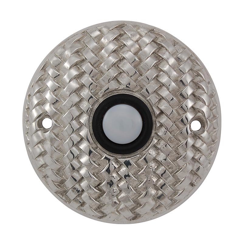 Door Bells Collection Round Cestino Weave Design in Polished Silver