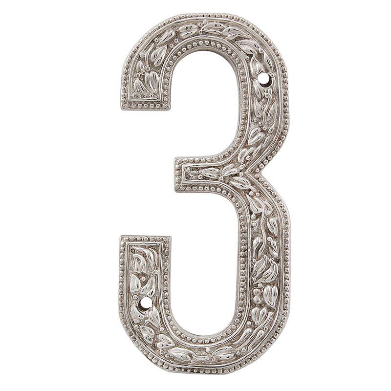 3 Number in Polished Silver