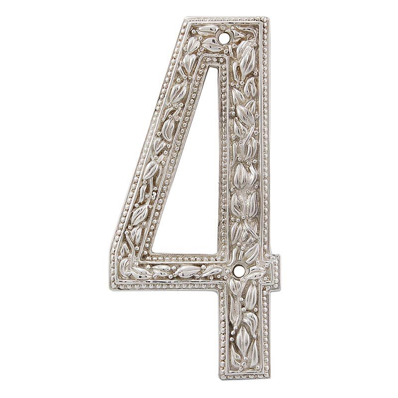 4 Number in Polished Silver