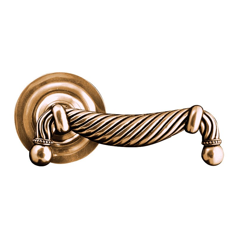 Passage Equestre Right Handed Door Lever Set in Antique Gold
