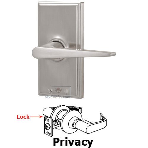Universally Handed Privacy Lever - Woodward Plate with Urbana Door Lever in Satin Nickel