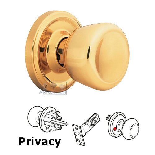 Sonic Privacy Door Knob in Polished Brass