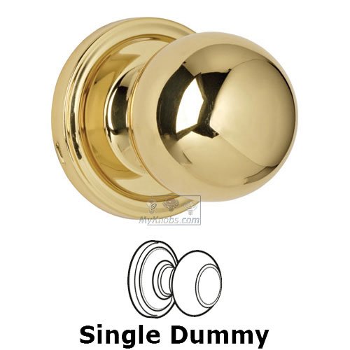 Ball Single Dummy Door Knob in Polished Brass