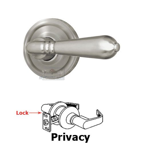 Legacy Universally Handed Privacy Door Lever in Satin Nickel