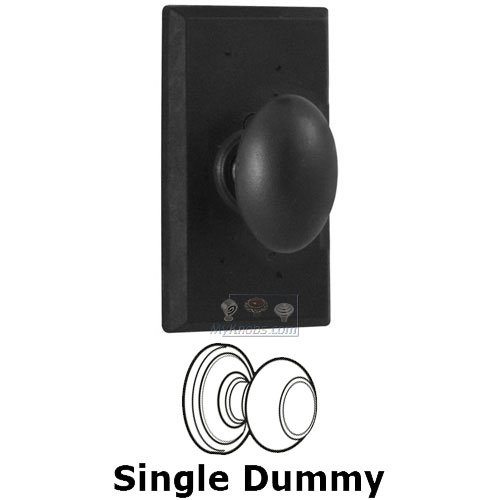 Single Dummy Knob - Rectangle Plate with Durham Door Knob in Black