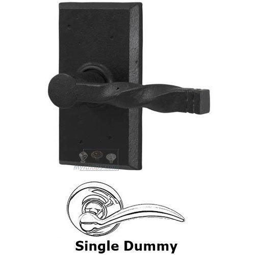 Universally Handed Single Dummy Lever - Rectangle Plate with Monoghan Door Lever in Black