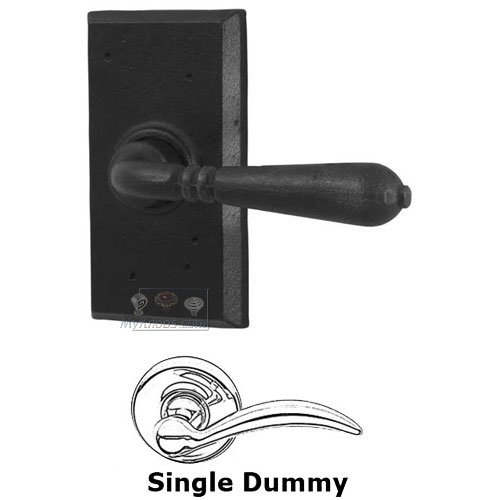 Universally Handed Single Dummy Lever - Square Plate with Waterford Door Lever in Black