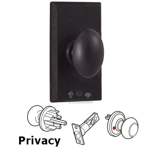 Privacy Knob - Rectangle Plate with Durham Door Knob in Oil Rubbed Bronze