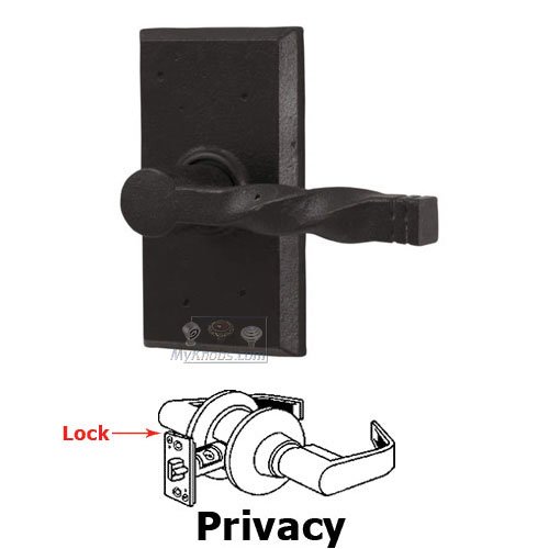 Universally Handed Privacy Lever - Rectangle Plate with Monoghan Door Lever in Oil Rubbed Bronze