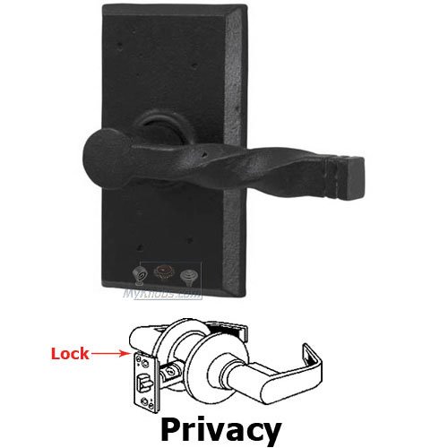 Universally Handed Privacy Lever - Rectangle Plate with Monoghan Door Lever in Black