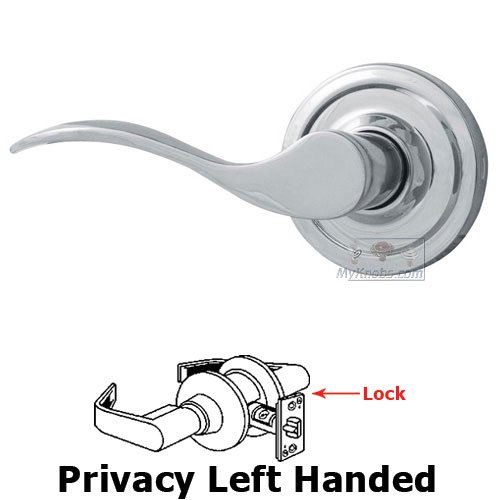 Bordeau Left Handed Privacy Door Lever in Bright Chrome