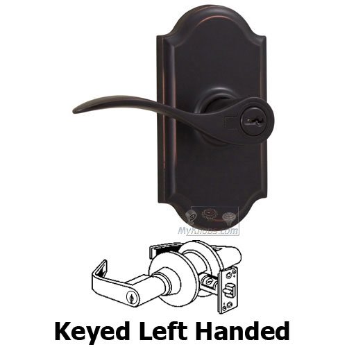 Left Handed Keyed Lever - Premiere Plate with Bordeau Door Lever in Oil Rubbed Bronze