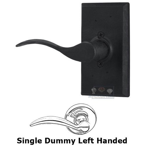 Left Handed Single Dummy Lever - Square Plate with Carlow Door Lever in Black