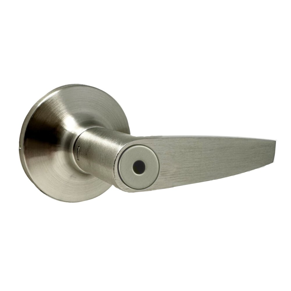 Privacy Bristol Lever With Round Rosette in Satin Nickel