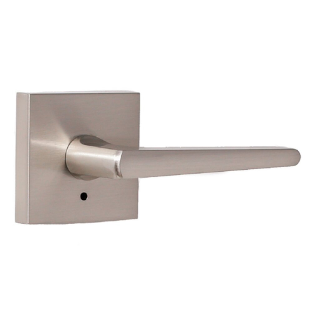Philtower Privacy Lever and Square Rosette in Satin Nickel