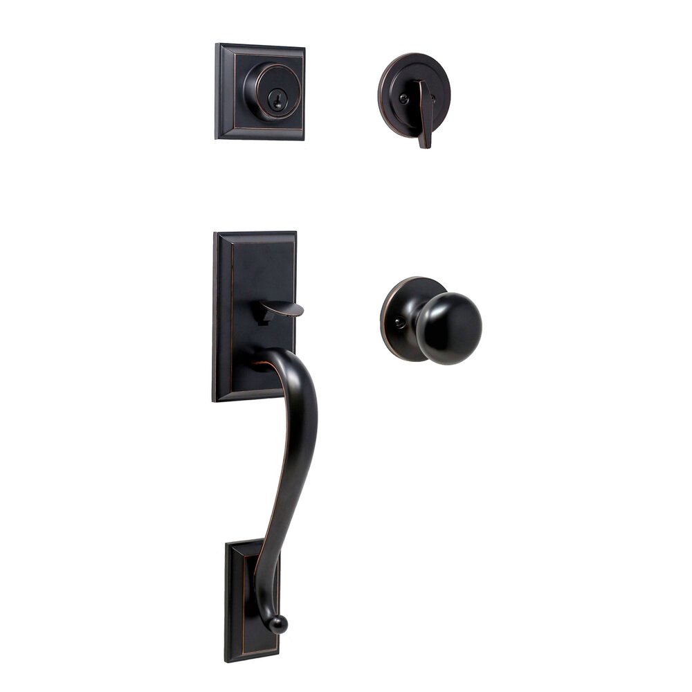 Mercy Single Cylinder Handleset With Salem Knob in Oil Rubbed Bronze