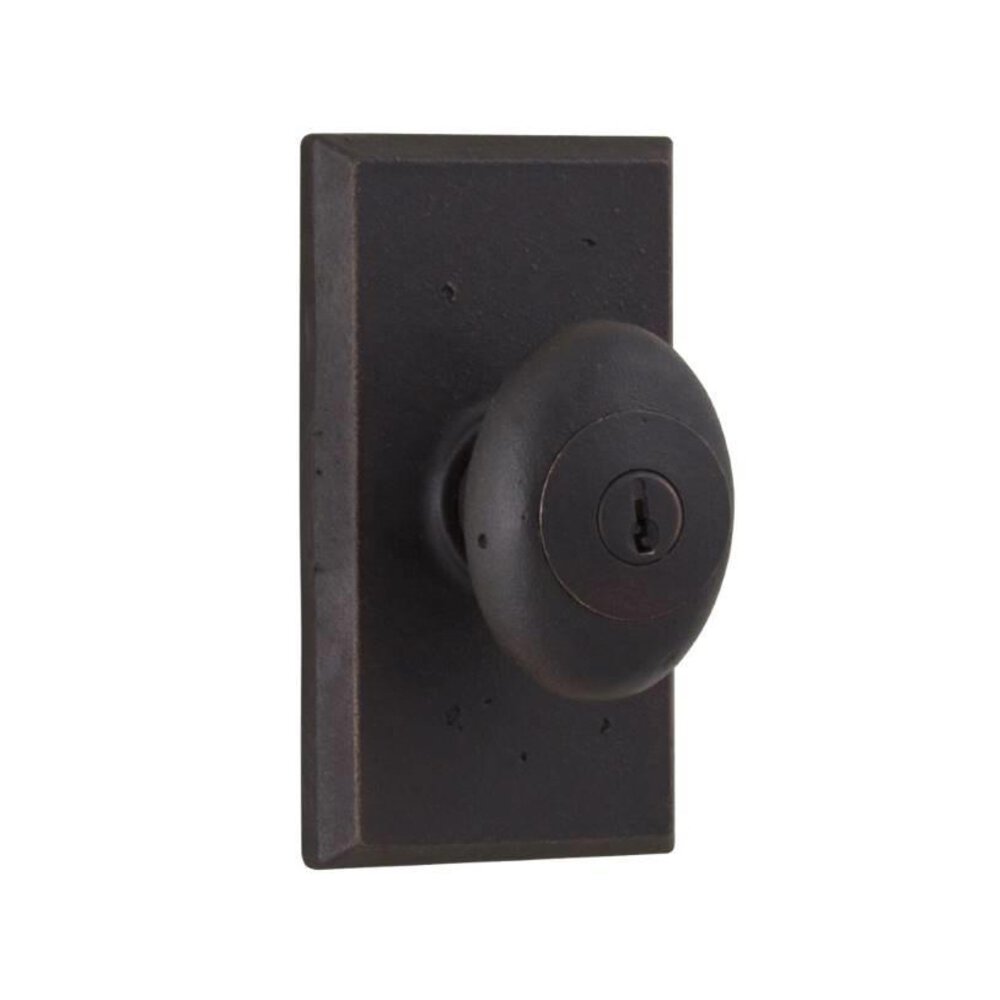 Privacy Knob - Rectangle Plate with Durham Door Knob in Oil Rubbed Bronze