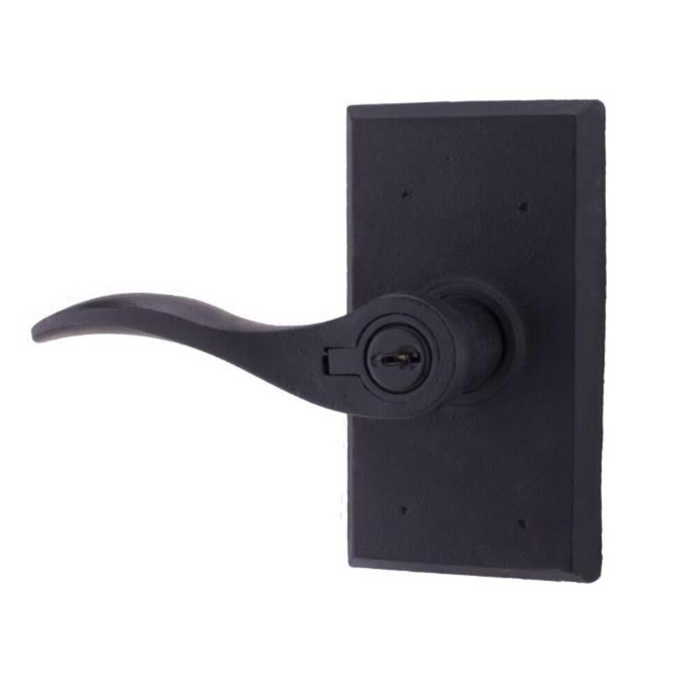 Left Handed Keyed Lever - Square Plate with Carlow Door Lever in Black