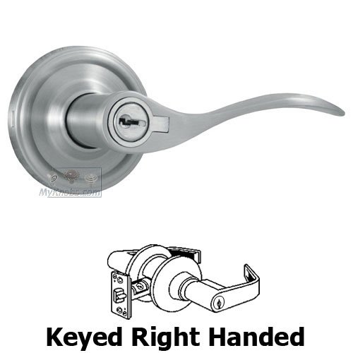 Bordeau Right Handed Keyed Door Lever in Satin Chrome