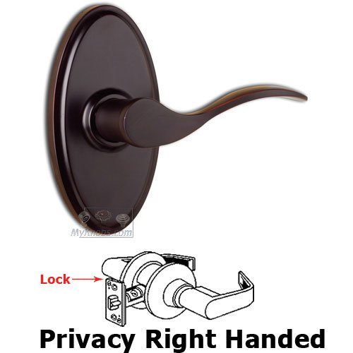 Right Handed Privacy Lever - Oval Plate with Bordeau Door Lever in Oil Rubbed Bronze
