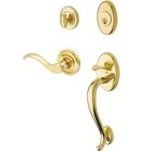 Sectional Right Handed Single Cylinder Handleset with Wave Lever in Lifetime PVD Polished Brass