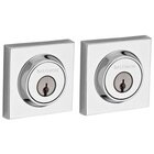 Double Cylinder Square Deadbolt in Polished Chrome