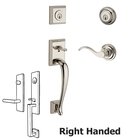 Right Handed Double Cylinder Napa Handleset with Curve Door Lever with Traditional Round Rose in Polished Nickel