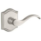 Right Handed Single Dummy Door Lever with Traditional Arch Rose in Satin Nickel