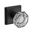 Passage Crystal Door Knob with Traditional Square Rose in Satin Black