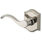 Left Handed Passage Curve Door Lever with Traditional Arch Rose in Polished Nickel