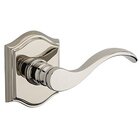 Right Handed Passage Curve Door Lever with Traditional Arch Rose in Polished Nickel