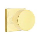 Double Dummy Round Door Knob With Square Rose in Unlacquered Brass