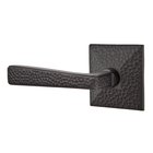Left Handed Privacy Hammered Door Lever with Hammered Rose in Flat Black