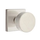 Privacy Round Door Knob With Square Rose in Satin Nickel