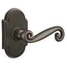 Double Dummy Right Handed Rustic Door Lever With #8 Rose in Oil Rubbed Bronze