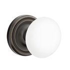 Passage Ice White Porcelain Knob With Regular Rosette  in Oil Rubbed Bronze