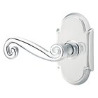Passage Left Handed Rustic Door Lever With #8 Rose in Polished Chrome