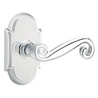 Passage Right Handed Rustic Door Lever With #8 Rose in Polished Chrome